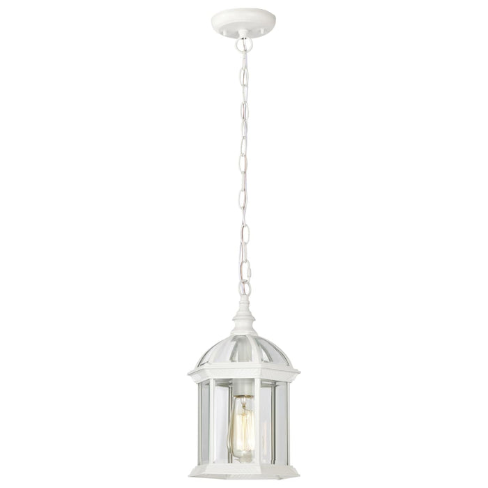 Hanging Lantern Nuvo 60-4977 Boxwood - 1 Light - 14 in. - Outdoor Hanging with Clear Beveled Glass - White Finish Nuvo