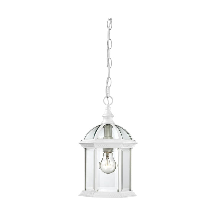 Hanging Lantern Nuvo 60-4977 Boxwood - 1 Light - 14 in. - Outdoor Hanging with Clear Beveled Glass - White Finish Nuvo