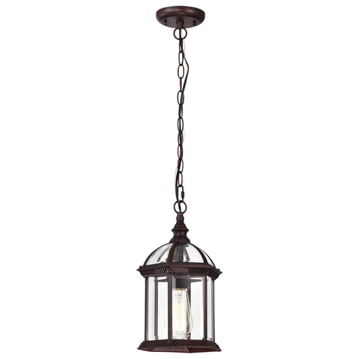 Hanging Lantern Nuvo 60-4978 Boxwood - 1 Light - 14 in. - Outdoor Hanging with Clear Beveled Glass - Rustic Bronze Finish Nuvo
