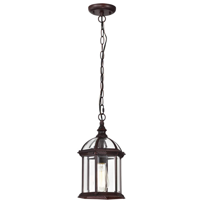 Hanging Lantern Nuvo 60-4978 Boxwood - 1 Light - 14 in. - Outdoor Hanging with Clear Beveled Glass - Rustic Bronze Finish Nuvo