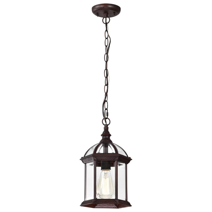 Hanging Lantern Nuvo 60-4978 Boxwood - 1 Light - 14 in. - Outdoor Hanging with Clear Beveled Glass - Rustic Bronze Finish Nuvo