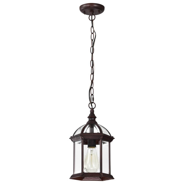 Hanging Lantern Nuvo 60-4978 Boxwood - 1 Light - 14 in. - Outdoor Hanging with Clear Beveled Glass - Rustic Bronze Finish Nuvo