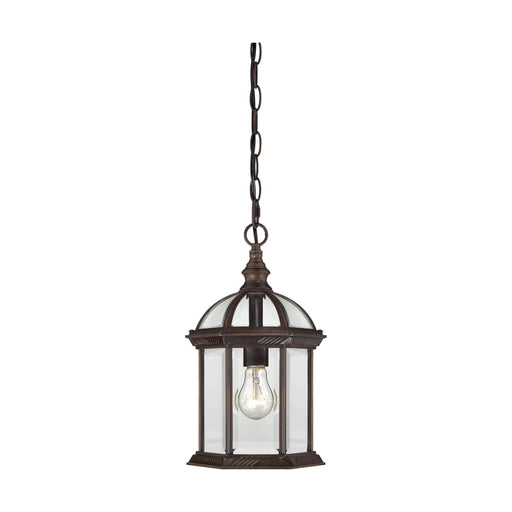 Hanging Lantern Nuvo 60-4978 Boxwood - 1 Light - 14 in. - Outdoor Hanging with Clear Beveled Glass - Rustic Bronze Finish Nuvo