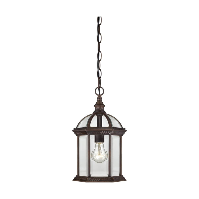 Hanging Lantern Nuvo 60-4978 Boxwood - 1 Light - 14 in. - Outdoor Hanging with Clear Beveled Glass - Rustic Bronze Finish Nuvo