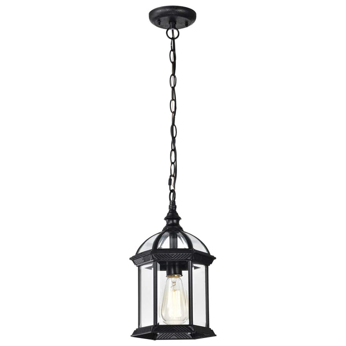 Hanging Lantern Nuvo 60-4979 Boxwood - 1 Light - 14 in. - Outdoor Hanging with Clear Beveled Glass - Textured Black Finish Nuvo