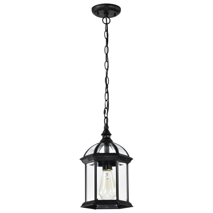 Hanging Lantern Nuvo 60-4979 Boxwood - 1 Light - 14 in. - Outdoor Hanging with Clear Beveled Glass - Textured Black Finish Nuvo