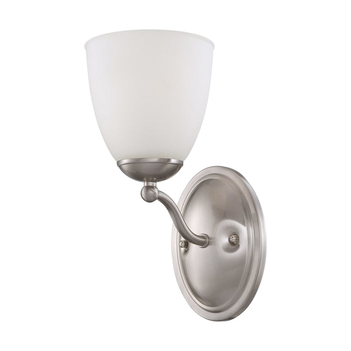Vanity Nuvo 60-5031 Patton - 1 Light - Vanity Fixture with Frosted Glass - Brushed Nickel Finish Nuvo