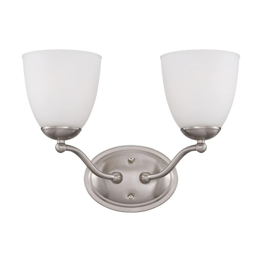 Vanity Nuvo 60-5032 Patton - 2 Light - Vanity Fixture with Frosted Glass - Brushed Nickel Finish Nuvo