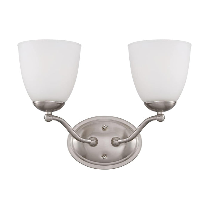 Vanity Nuvo 60-5032 Patton - 2 Light - Vanity Fixture with Frosted Glass - Brushed Nickel Finish Nuvo