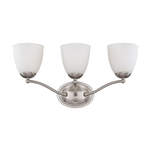 Vanity Nuvo 60-5033 Patton - 3 Light - Vanity Fixture with Frosted Glass - Brushed Nickel Finish Nuvo