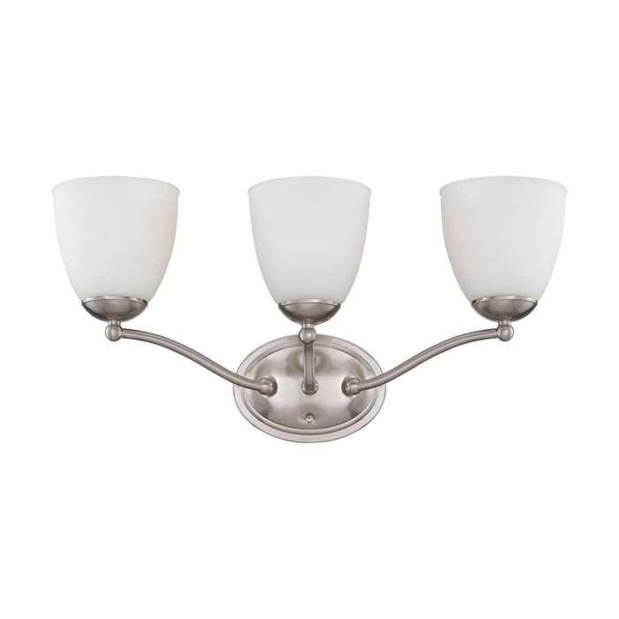 Vanity Nuvo 60-5033 Patton - 3 Light - Vanity Fixture with Frosted Glass - Brushed Nickel Finish Nuvo