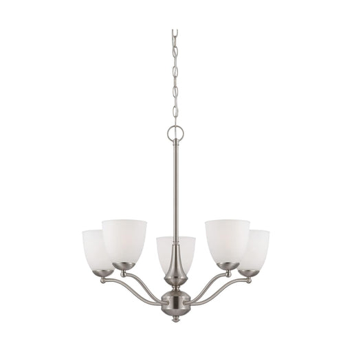 Chandelier Nuvo 60-5035 Patton - 5 Light - Chandelier (Arms Up) with Frosted Glass - Brushed Nickel Finish Nuvo