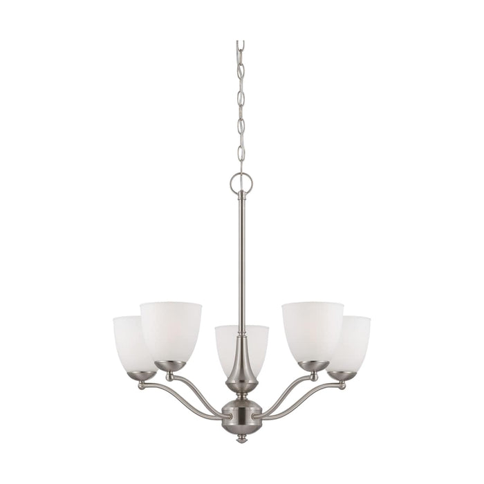 Chandelier Nuvo 60-5035 Patton - 5 Light - Chandelier (Arms Up) with Frosted Glass - Brushed Nickel Finish Nuvo