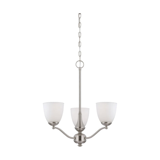 Chandelier Nuvo 60-5036 Patton - 3 Light - Chandelier (Arms Up) with Frosted Glass - Brushed Nickel Finish Nuvo