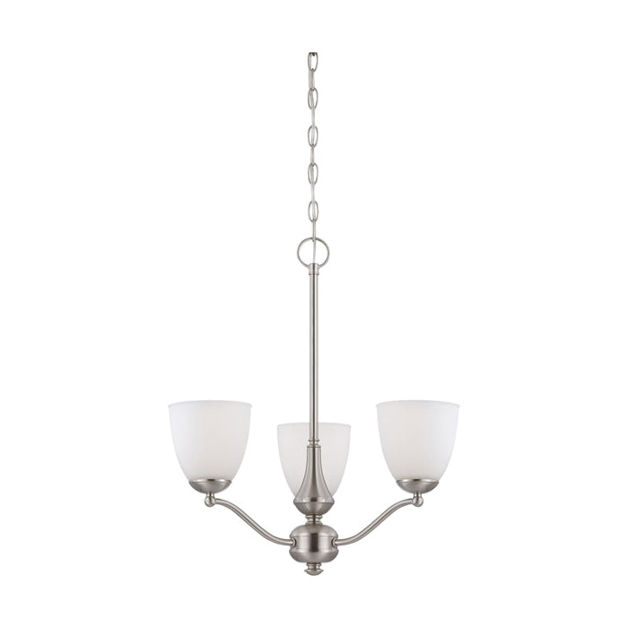 Chandelier Nuvo 60-5036 Patton - 3 Light - Chandelier (Arms Up) with Frosted Glass - Brushed Nickel Finish Nuvo