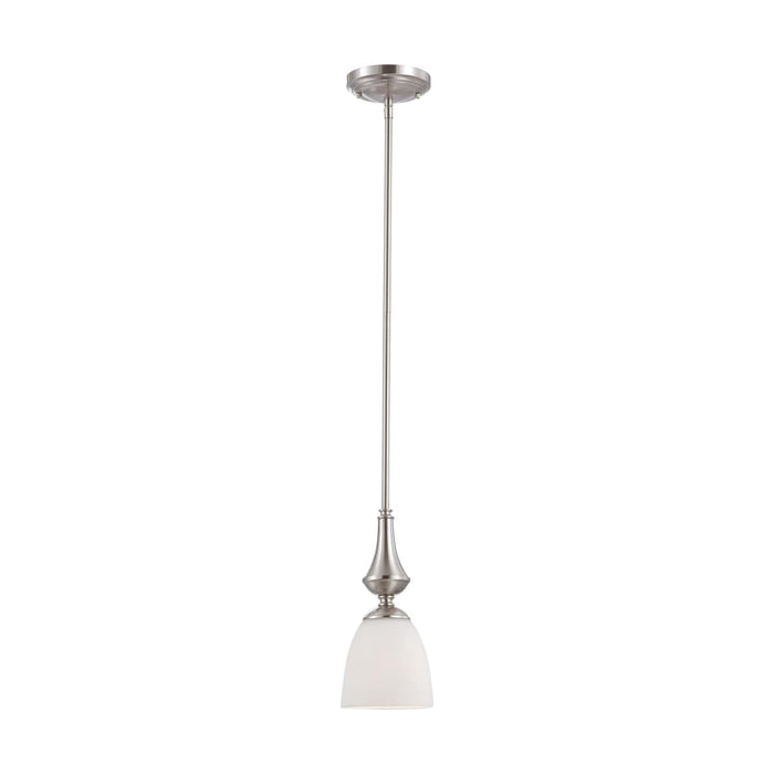 Mini Pendant Nuvo 60-5037 Patton - 1 Light - Mini Pendant with Frosted Glass - Brushed Nickel Finish Nuvo