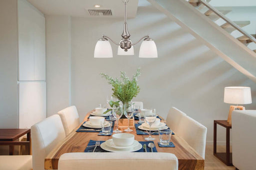 Chandelier Nuvo 60-5042 Patton - 3 Light - Chandelier (Arms Down) with Frosted Glass - Brushed Nickel Finish Nuvo