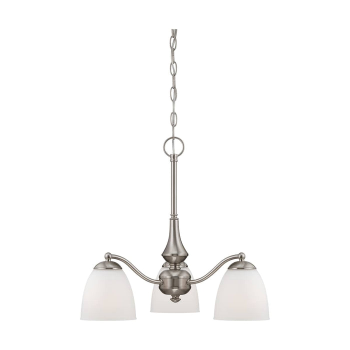 Chandelier Nuvo 60-5042 Patton - 3 Light - Chandelier (Arms Down) with Frosted Glass - Brushed Nickel Finish Nuvo