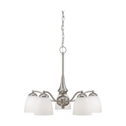 Chandelier Nuvo 60-5043 Patton - 5 Light - Chandelier (Arms Down) with Frosted Glass - Brushed Nickel Finish Nuvo