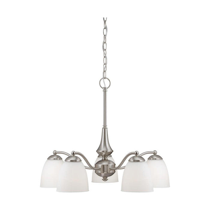 Chandelier Nuvo 60-5043 Patton - 5 Light - Chandelier (Arms Down) with Frosted Glass - Brushed Nickel Finish Nuvo