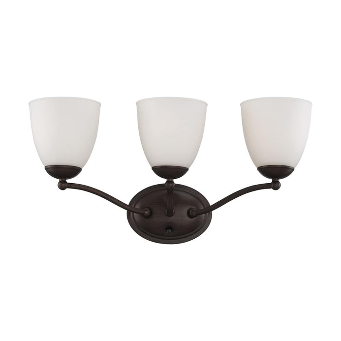 Vanity Nuvo 60-5133 Patton - 3 Light - Vanity Fixture with Frosted Glass - Prairie Bronze Finish Nuvo
