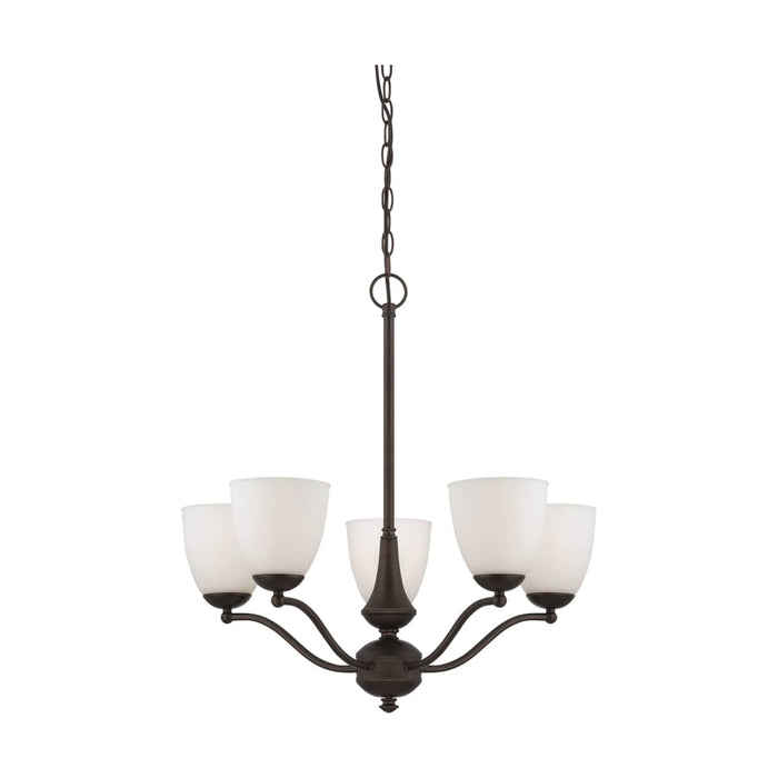 Chandelier Nuvo 60-5135 Patton - 5 Light - Chandelier (Arms Up) with Frosted Glass - Prairie Bronze Finish Nuvo