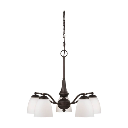 Chandelier Nuvo 60-5143 Patton - 5 Light - Chandelier (Arms Down) with Frosted Glass - Prairie Bronze Finish Nuvo