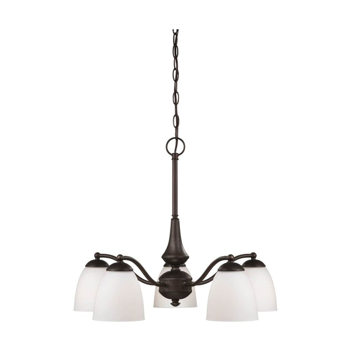 Chandelier Nuvo 60-5143 Patton - 5 Light - Chandelier (Arms Down) with Frosted Glass - Prairie Bronze Finish Nuvo