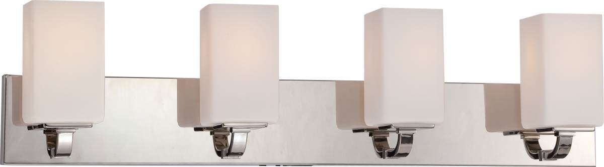 Vanity Nuvo 60-5184 Vista - 4 Light - Vanity Fixture with Etched Opal Glass - Polished Nickel Finish Nuvo
