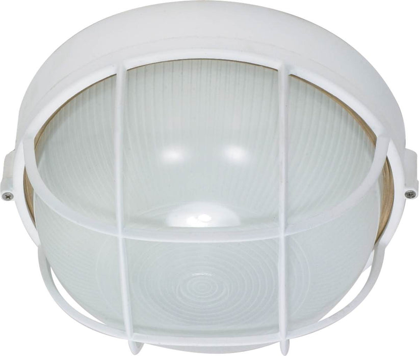 Bulk Head Nuvo 60-518 1 Light - 10 in. - Round Cage Bulk Head - Die Cast Bulk Head - Semi Gloss White Finish Nuvo