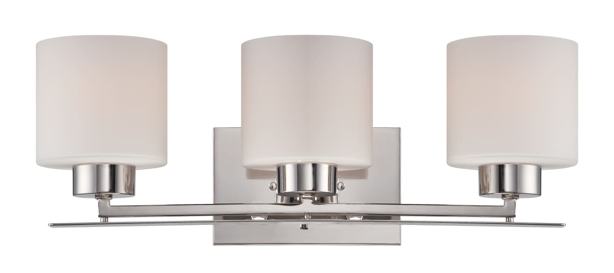 Vanity Nuvo 60-5203 Parallel - 3 Light - Vanity Fixture with Etched Opal Glass - Polished Nickel Finish Nuvo