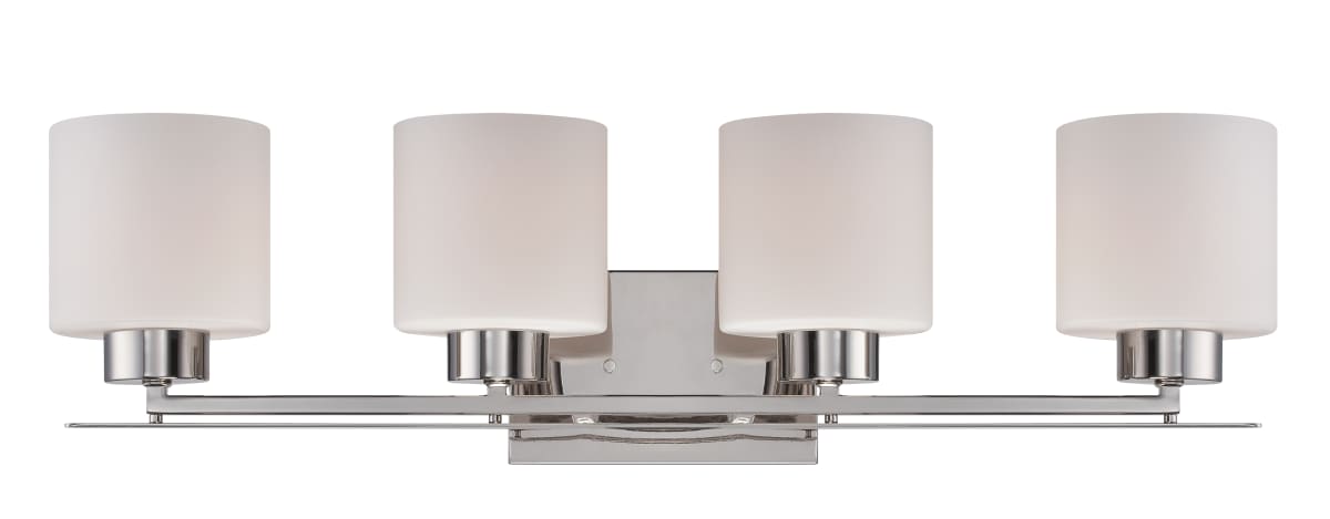 Vanity Nuvo 60-5204 Parallel - 4 Light - Vanity Fixture with Etched Opal Glass - Polished Nickel Finish Nuvo