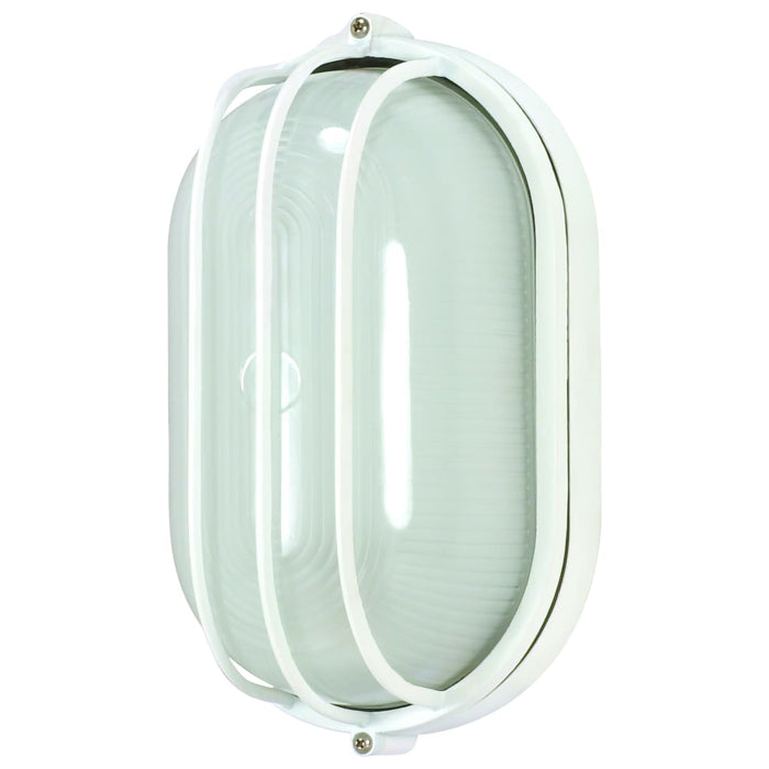 Bulk Head Nuvo 60-524 1 Light - 10 in. - Oval Cage Bulk Head - Die Cast Bulk Head - Semi Gloss White Finish Nuvo