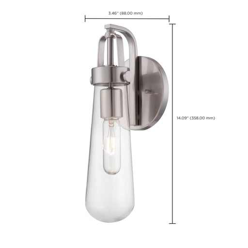 Sconce Nuvo 60-5261 Beaker - 1 Light - Wall Sconce with Clear Glass - Lamp Included - Brushed Nickel Finish Nuvo