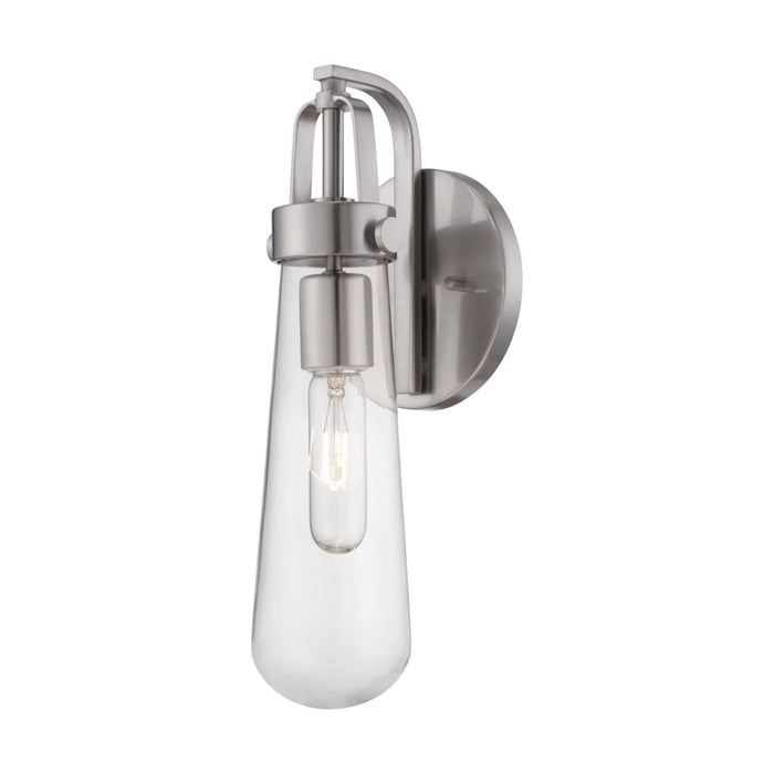 Sconce Nuvo 60-5261 Beaker - 1 Light - Wall Sconce with Clear Glass - Lamp Included - Brushed Nickel Finish Nuvo