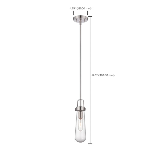 Mini Pendant Nuvo 60-5262 Beaker - 1 Light - Mini Pendant with Clear Glass - Lamp included - Brushed Nickel Finish Nuvo