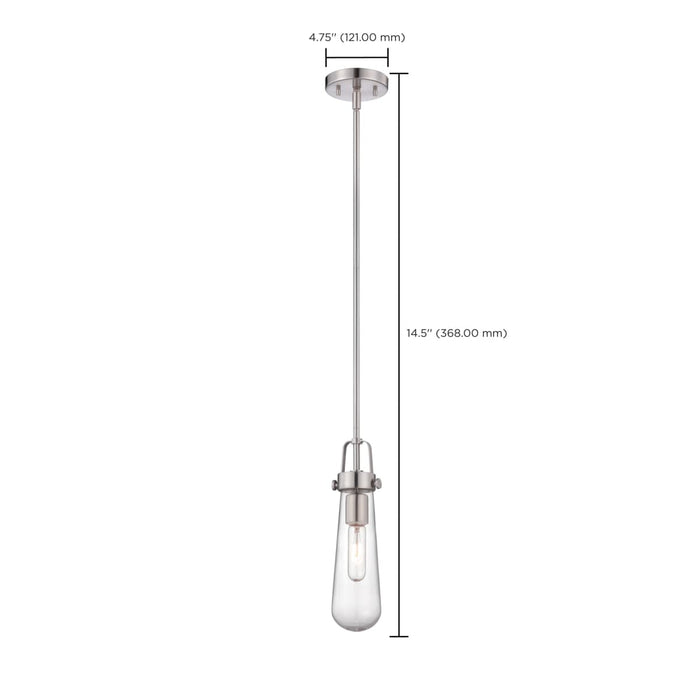 Mini Pendant Nuvo 60-5262 Beaker - 1 Light - Mini Pendant with Clear Glass - Lamp included - Brushed Nickel Finish Nuvo