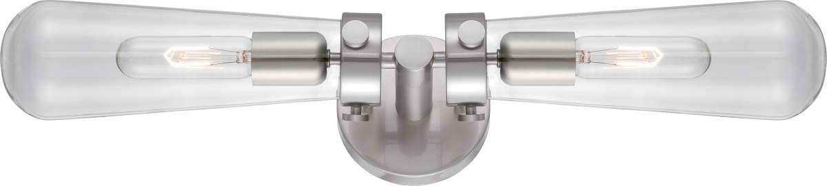 Sconce Nuvo 60-5263 Beaker - 2 Light - Wall Sconce with Clear Glass - Vintage lamps Included - Brushed Nickel Finish Nuvo