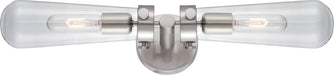 Sconce Nuvo 60-5263 Beaker - 2 Light - Wall Sconce with Clear Glass - Vintage lamps Included - Brushed Nickel Finish Nuvo