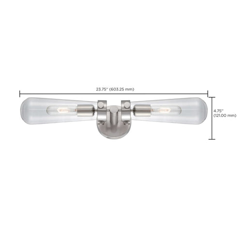 Sconce Nuvo 60-5263 Beaker - 2 Light - Wall Sconce with Clear Glass - Vintage lamps Included - Brushed Nickel Finish Nuvo