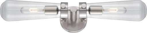 Sconce Nuvo 60-5263 Beaker - 2 Light - Wall Sconce with Clear Glass - Vintage lamps Included - Brushed Nickel Finish Nuvo