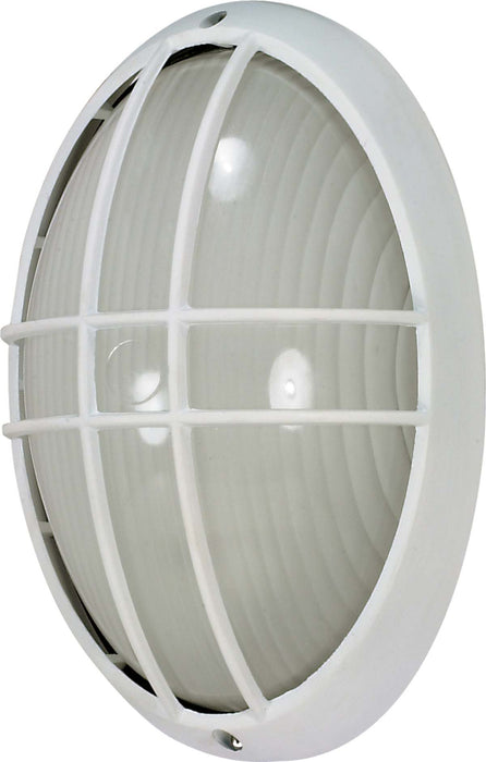 Bulk Head Nuvo 60-528 1 Light - 13 in. - Large Oval Cage Bulk Head - Die Cast Bulk Head - Semi Gloss White Finish Nuvo