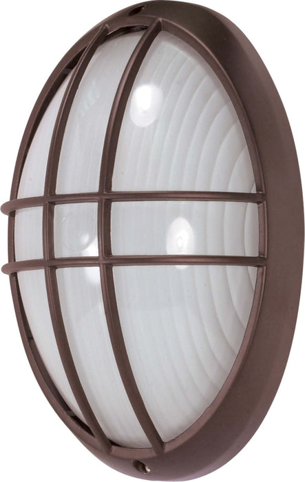 Bulk Head Nuvo 60-529 1 Light - 13 in. - Large Oval Cage Bulk Head - Die Cast Bulk Head - Architectural Bronze Finish Nuvo