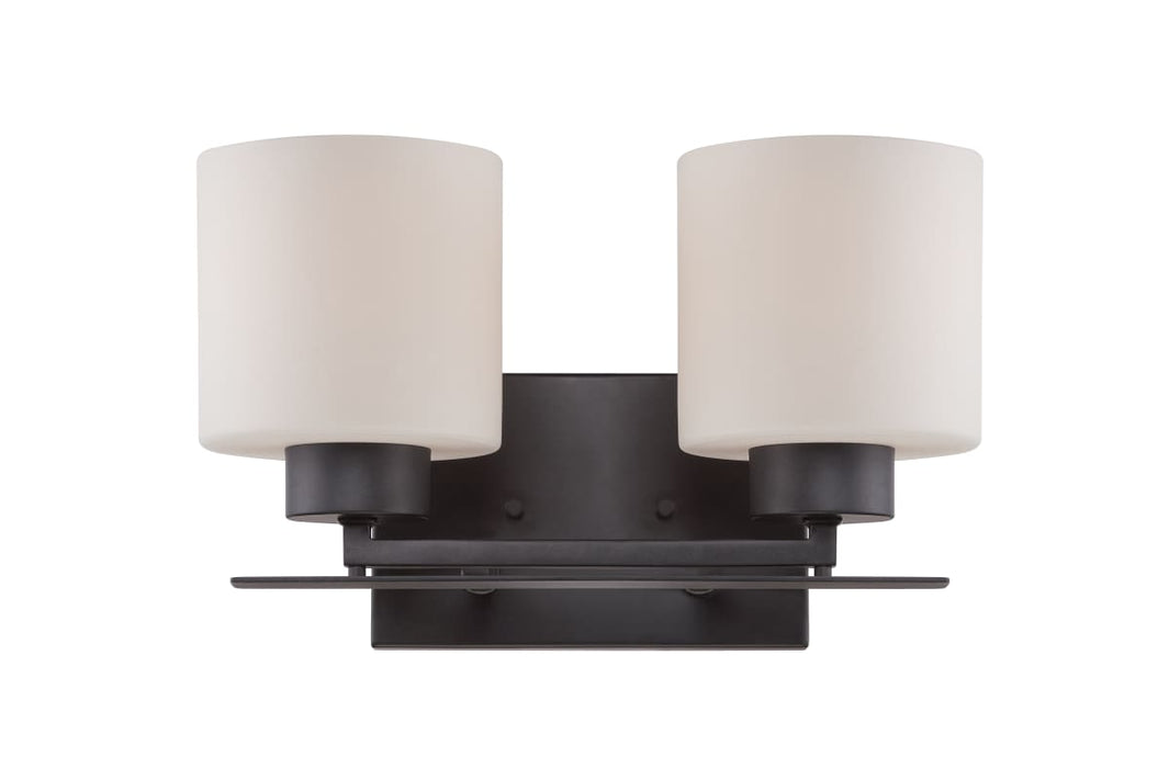 Vanity Nuvo 60-5302 Parallel - 2 Light - Vanity Fixture with Etched Opal Glass - Aged Bronze Finish Nuvo
