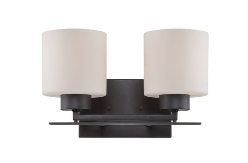 Vanity Nuvo 60-5302 Parallel - 2 Light - Vanity Fixture with Etched Opal Glass - Aged Bronze Finish Nuvo