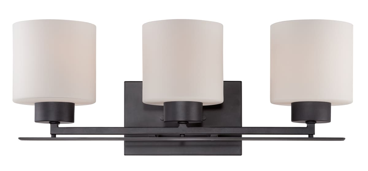 Vanity Nuvo 60-5303 Parallel - 3 Light - Vanity Fixture with Etched Opal Glass - Aged Bronze Finish Nuvo