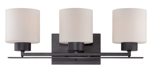 Vanity Nuvo 60-5303 Parallel - 3 Light - Vanity Fixture with Etched Opal Glass - Aged Bronze Finish Nuvo