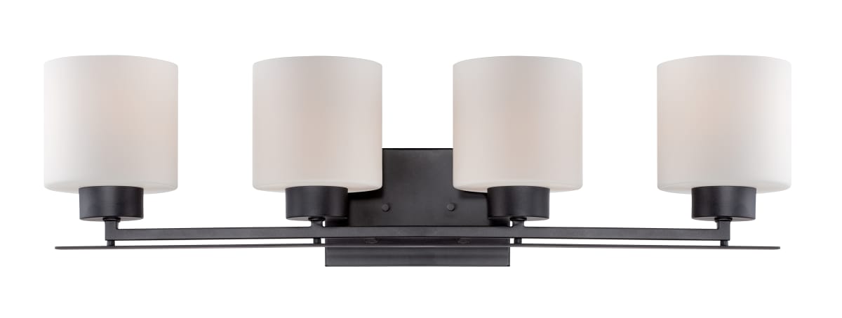 Vanity Nuvo 60-5304 Parallel - 4 Light - Vanity Fixture with Etched Opal Glass - Aged Bronze Finish Nuvo