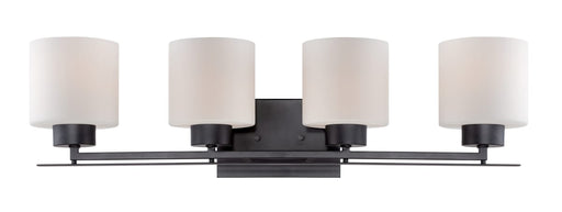 Vanity Nuvo 60-5304 Parallel - 4 Light - Vanity Fixture with Etched Opal Glass - Aged Bronze Finish Nuvo