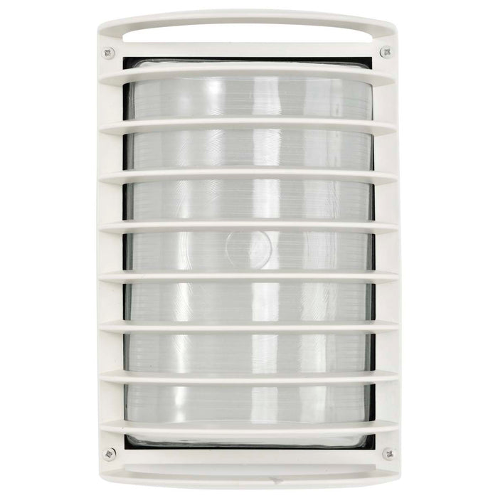 Bulk Head Nuvo 60-532 1 Light - 10 in. - Rectangle Cage Bulk Head - Die Cast Bulk Head - Semi Gloss White Finish Nuvo